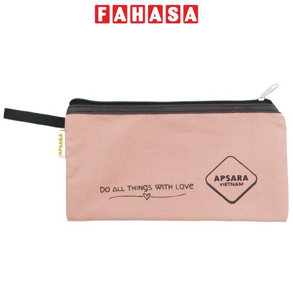 Bóp Vải Canvas Cao Cấp - Size B6 - 1 Ngăn Có Khóa Kéo - Apsara CV01-P - Màu Hồng Phấn