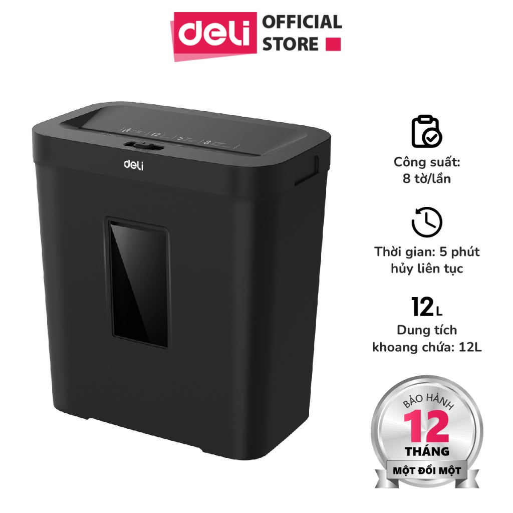 [TẶNG 500 TỜ GIẤY A4] Máy Hủy Tài Liệu Deli Cao Cấp, Máy Hủy Giấy Tờ Card CD Cho Doanh Nghiệp, Văn Phòng, Nhà Trường Hàng Chính Hãng Bảo Mật Thông Tin Dữ Liệu