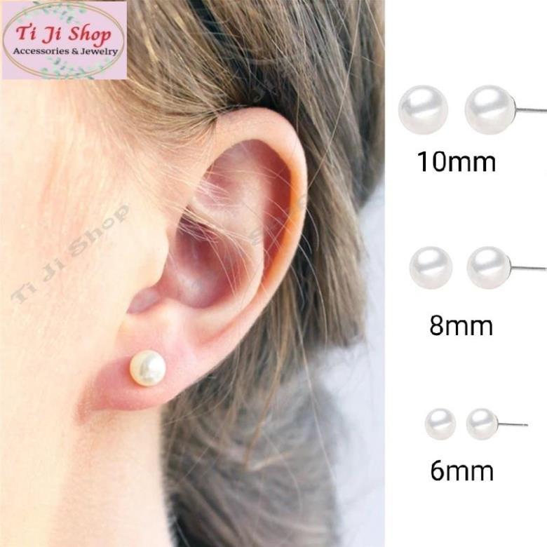 Bông tai nữ chuôi inox khuyên tai nụ ngọc trai nhân tạo nhỏ xinh dễ thương phong cách Hàn Quốc