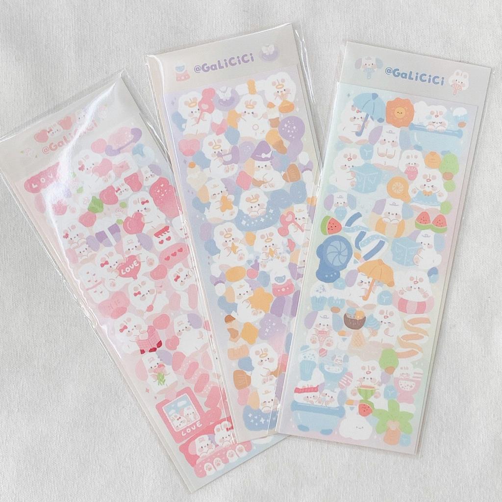 Tấm sticker nhũ holographic hình gấu hàn quốc lấp lánh - Hình dán thú dễ thương