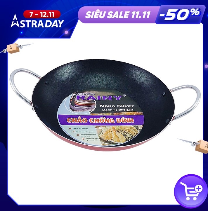 Chảo nhôm chống dính lòng sâu 24cm Rainy - Hàng Chính Hãng 