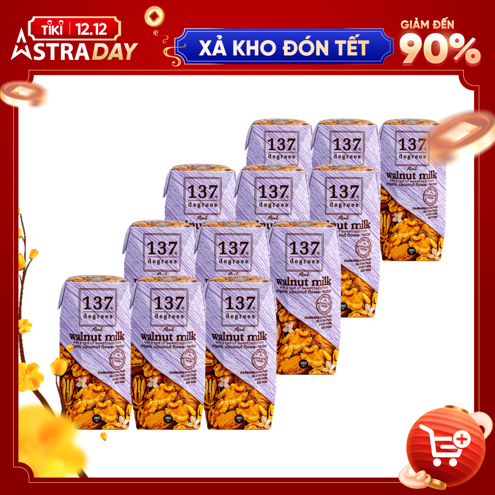 Combo 4 Lốc Sữa Hạt Óc Chó Nguyên Chất 137 Degrees (180ml)