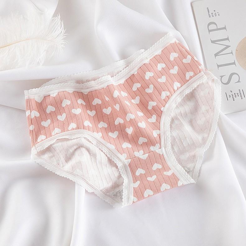 Quần Lót Cotton Tăm Co Dãn 4 Chiều Tim Hồng
