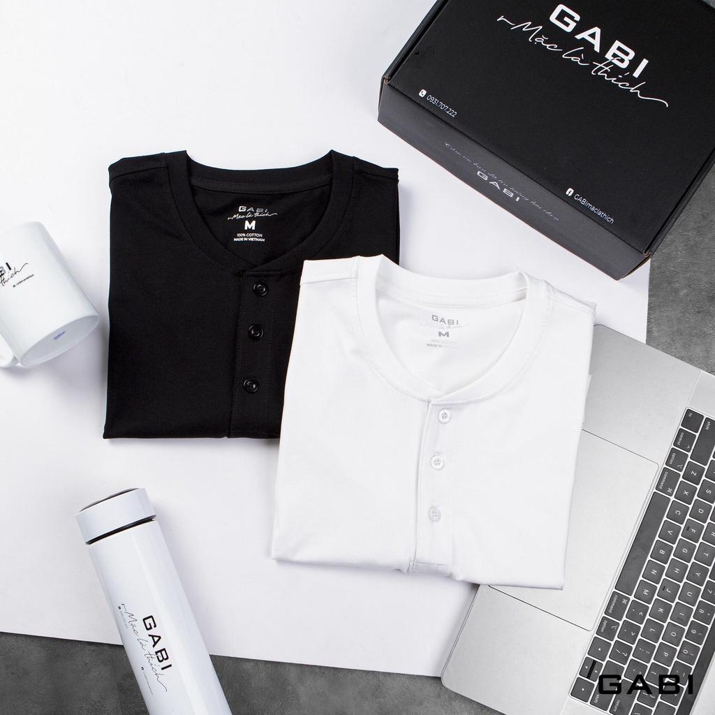 Áo thun Nam cotton 100% cổ khuy cúc Basic form Regular GABI thoáng mát, lịch lãm