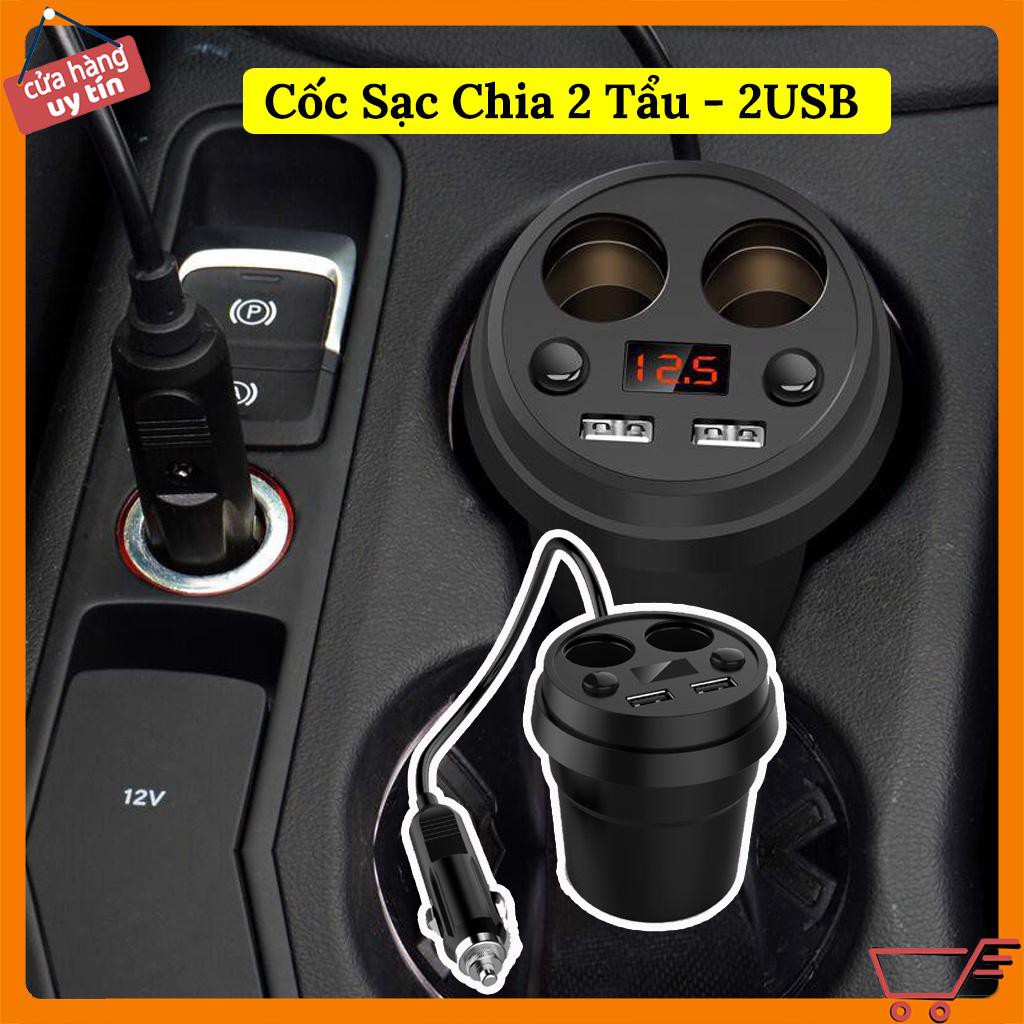 Bộ chia cốc tẩu sạc ô tô X25 bản cao cấp 12v-24v 3.1A có hiển thị điện áp kèm 2 cổng USB sang trọng