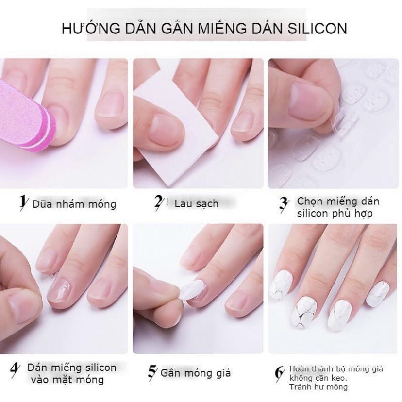 24 Miếng Keo Dán Móng Giả Silicon Thạch Dùng Được Cho 2 Bộ