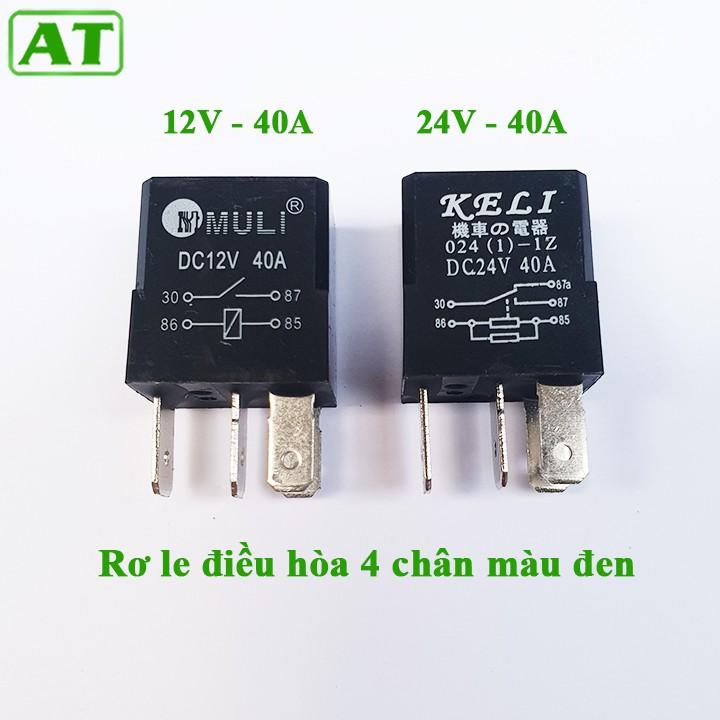 Rơ Le Điều Hòa Ô Tô 4 Chân 12V 40A hoặc 24V 40A Màu Đen