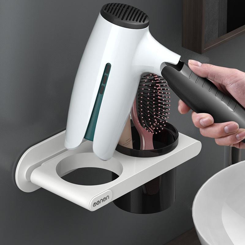 Giá Để Máy Sấy Tóc, Kệ Treo Máy Sấy Kèm Cốc Đựng Đồ Tiện Ich
