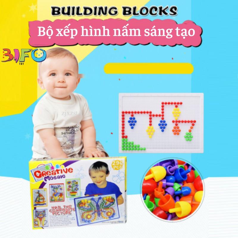 Bộ xếp hình cho bé hình nấm 296 chi tiết giúp bé phát triển trí thông minh sáng tạo