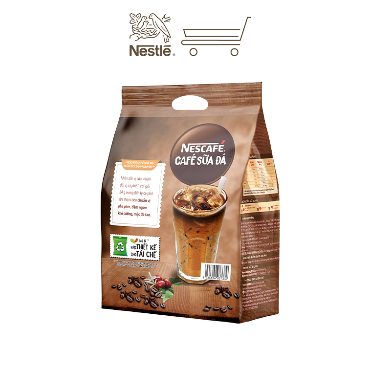 Cà phê hoà tan NESCAFÉ cà phê sữa đá (Bịch 25 gói x 24 g)