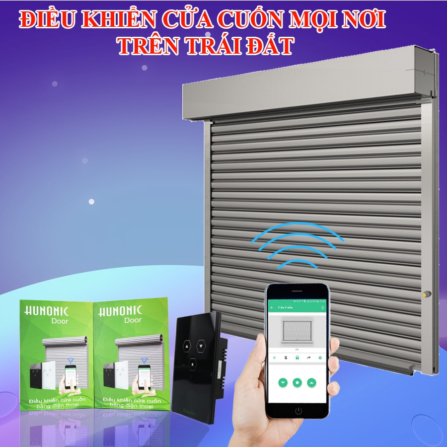 Bộ điều khiển cửa cuốn bằng điện thoại Hunonic Door Hàng chính hãng