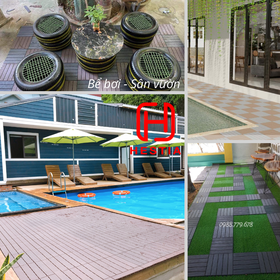 Vỉ nhựa lót sàn 12 NAN - Phong cách mới - Chống trơn trượt ban công, bể bơi, sân thượng, sân vườn, nhà tắm, quán cafe.