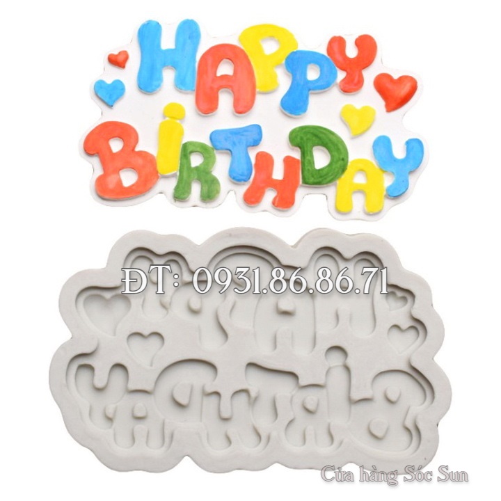 Khuôn silicon sinh nhật Happy Birthday - Mã số 1639