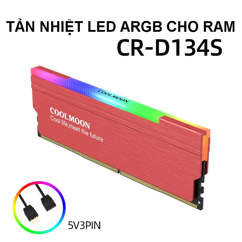 Tản Nhiệt Led ARGB cho RAM máy tính - Coolmoon D134S Red - hàng nhập khẩu