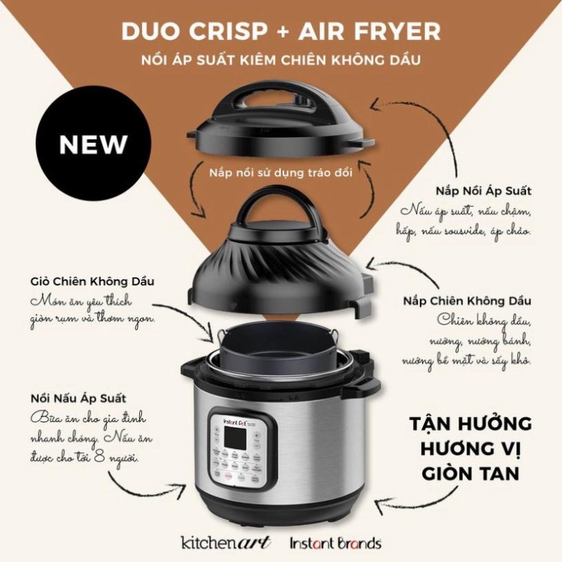 Nồi Áp Suất Đa Năng Kiêm Nồi Nướng INSTANT POT 11IN1 DUO CRISP, Dung Tích 7.5L, Nhập Đức, BH 12 Tháng