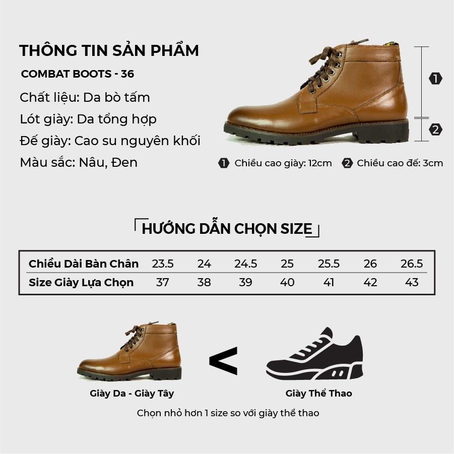 Boot nam G2 cao cổ kiểu giầy da nam cao cấp, Giầy tây công sở cổ lửng bằng da bò nepan cao cấp dáng combat boot - 36