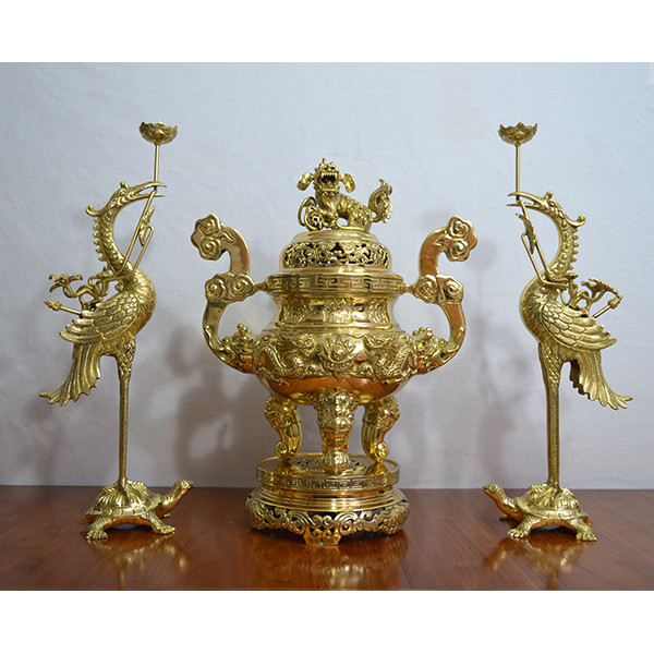 Đôi hạc cao 60CM đồng vàng