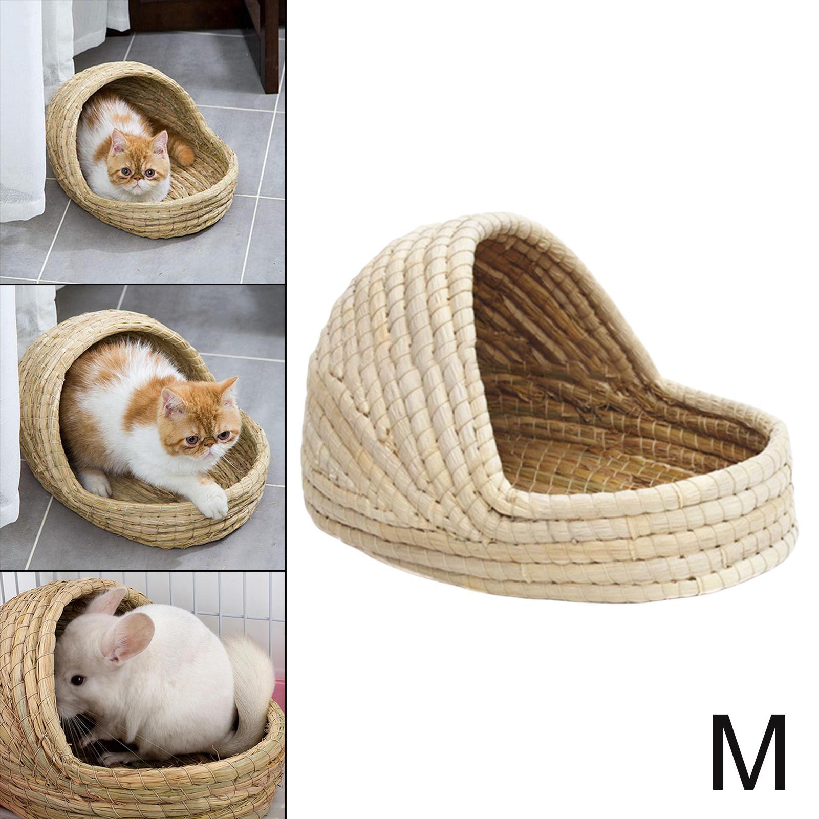 Hand-Woven Straw Hamster Nest Cave Kitten Rabbit  Bed Cage Nest