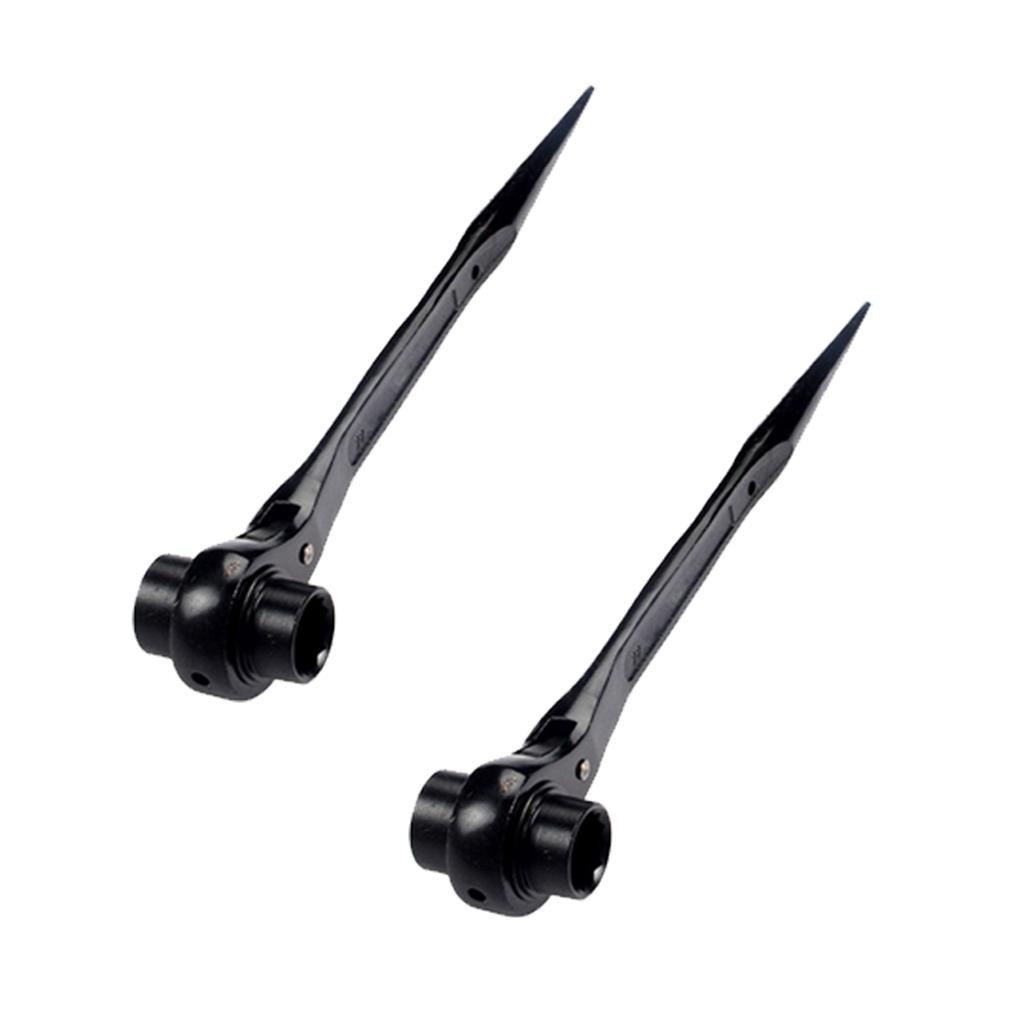 2x/set Hexagon Scaffold Podger Ratchet Spanner Ratcheting Socket Wrench-BLK