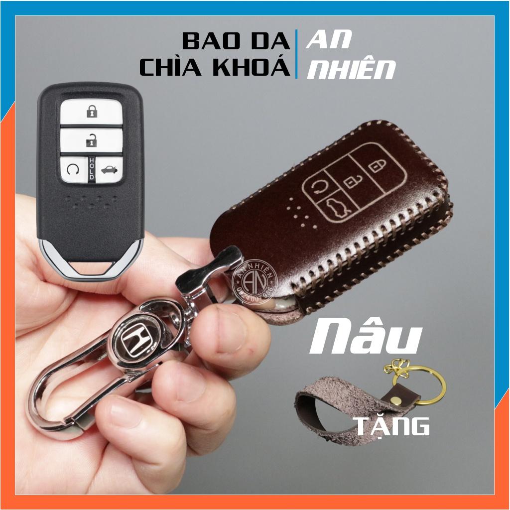 Bao da dành cho móc khoá bọc ốp chìa khoá xe ô tô City RS, Civic, Accord, da bò, nhiều màu khâu thủ công