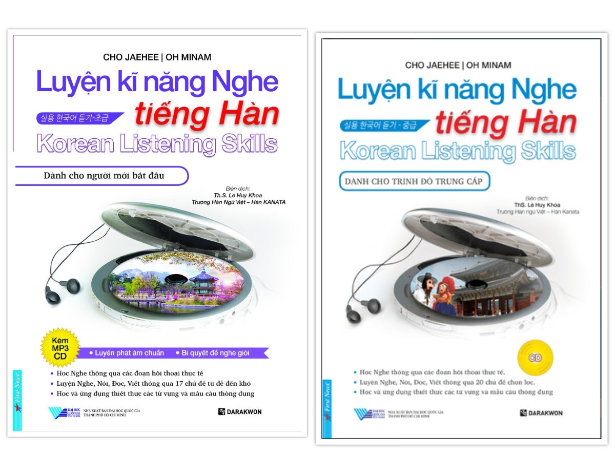 Combo Luyện Kĩ Năng Nghe Tiếng Hàn Dành Cho Người Mới Bắt Đầu + Dành Cho Trình Độ Trung Cấp