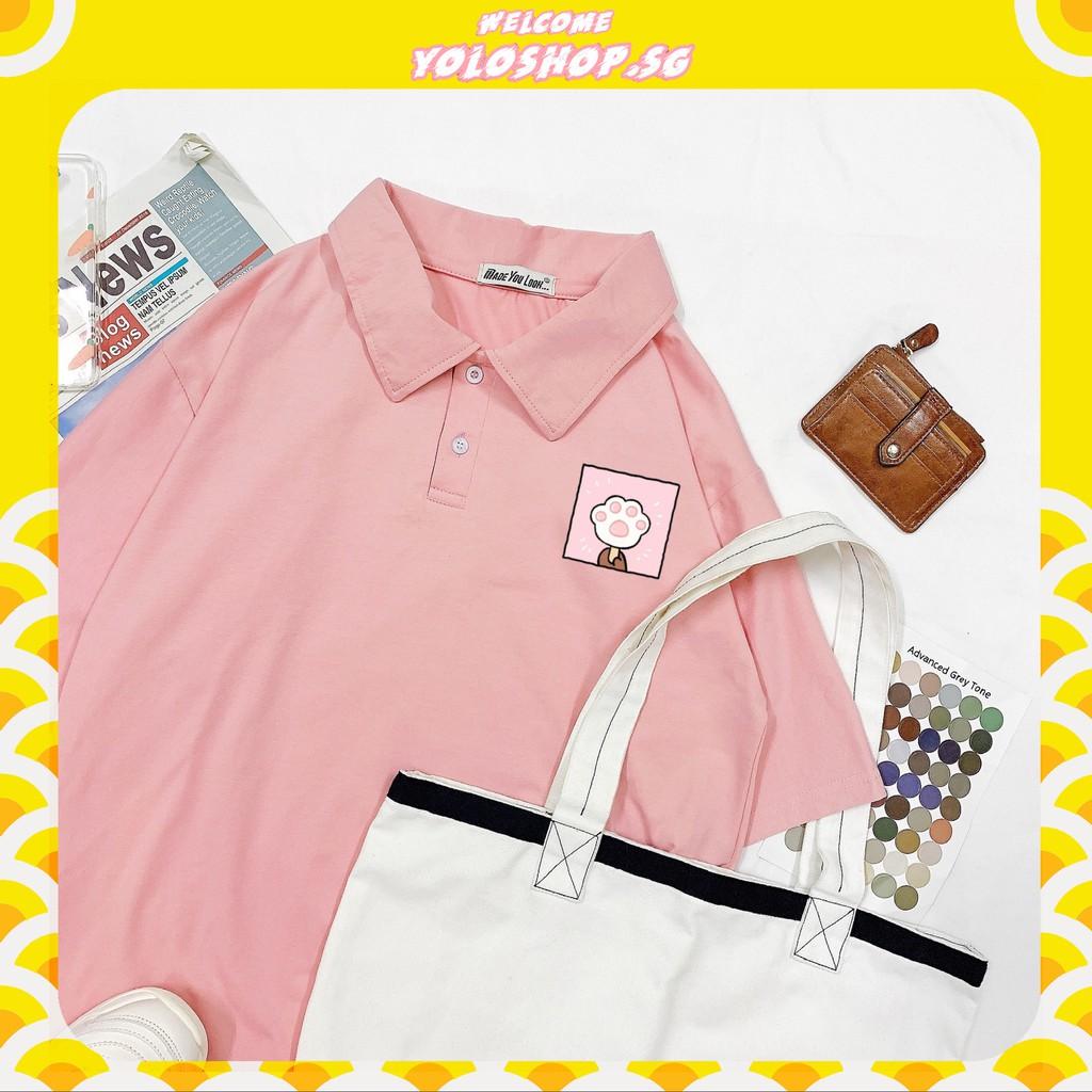 Polo Áo Thun Có Cổ Unisex Form Rộng QUE KEM CHÂN MÈO