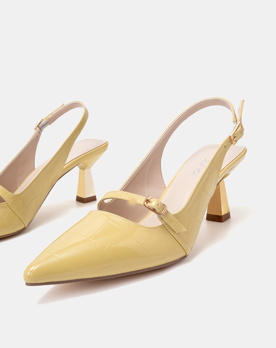 Giày Cao Gót Nữ 7cm Thời Trang JUNO Slingback Mũi Nhọn Quai Ngang Trang Trí CG07132
