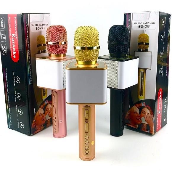 Micro Karaoke Bluetooth Hát karaoke SD-08, Bass Trầm Cực Lớn, Kết Nối Được Thẻ Nhớ