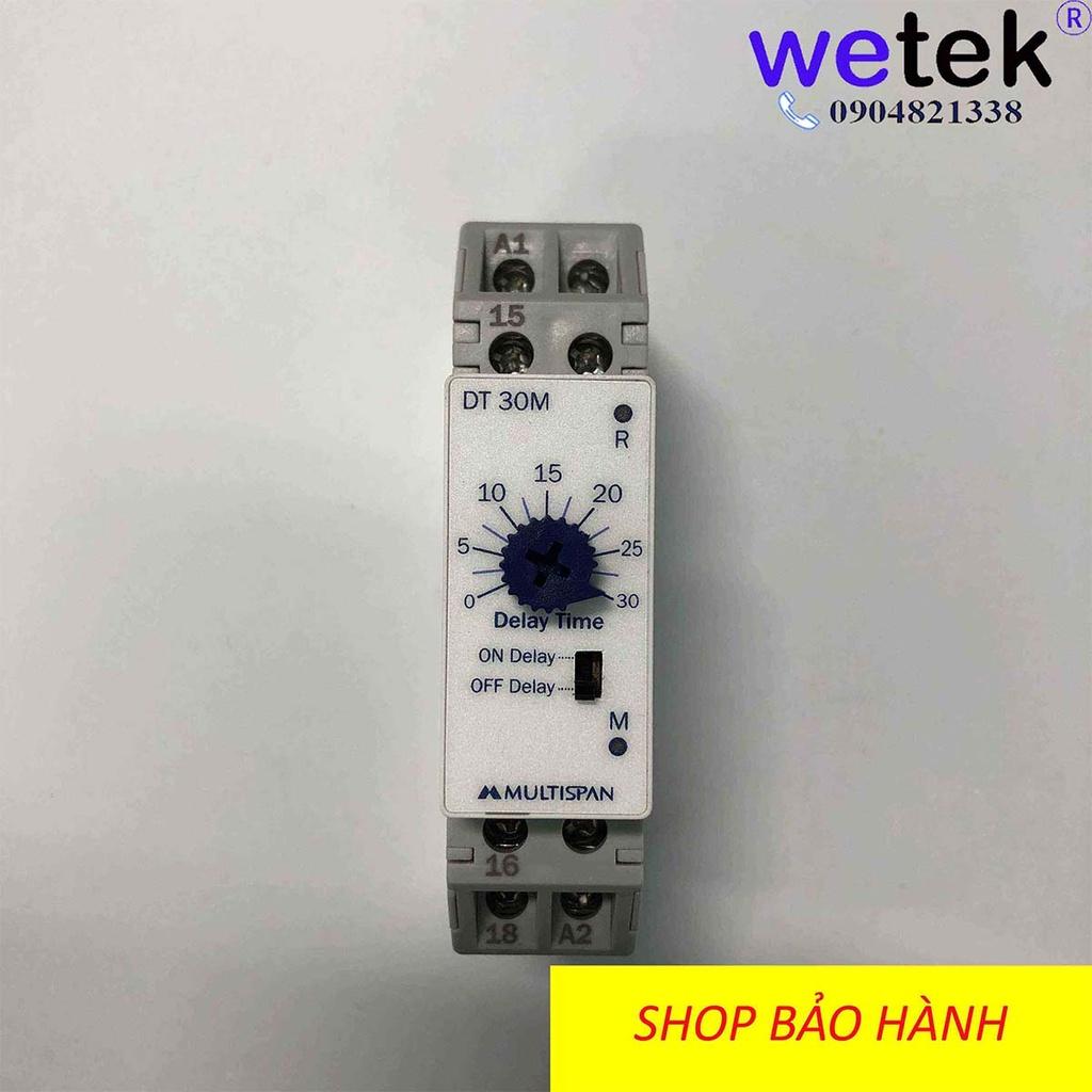 Rơ le thời gian Multispan Ấn Độ DT-10S DT-30S DT-60S DT-30M Timer đóng trễ mở trễ rẻ tốt 10s 30s 60s 30m nguồn 230Vac