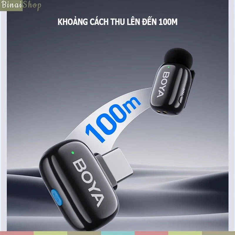 BOYA Mini (Bản Mới 2024) - Micro Đầu Ngón Tay Không Dây, Kẹp Áo, Dùng Cho Điện Thoại, Bắt Xa 100m, Chống Ồn - Hàng chính hãng