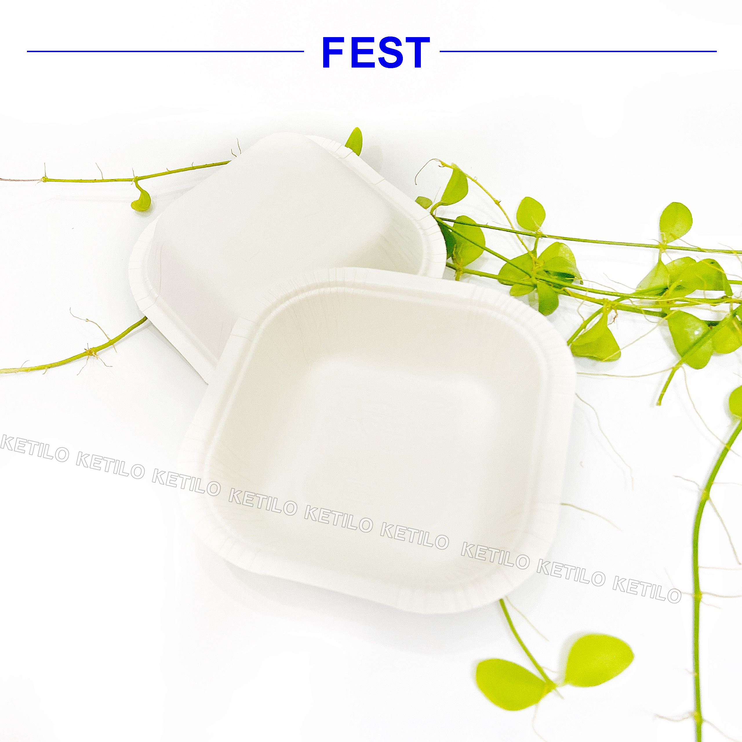 COMBO 50 Khay (Chén, Bát) Giấy FEST CHOICE FOOD TRAY 3x3 Inches THÁI LAN Hàng Nhập Khẩu Cao Cấp, Dùng 1 Lần Tiện Lợi, An Toàn - CHÍNH HÃNG F010 (Tặng Móc Khóa KETILO)