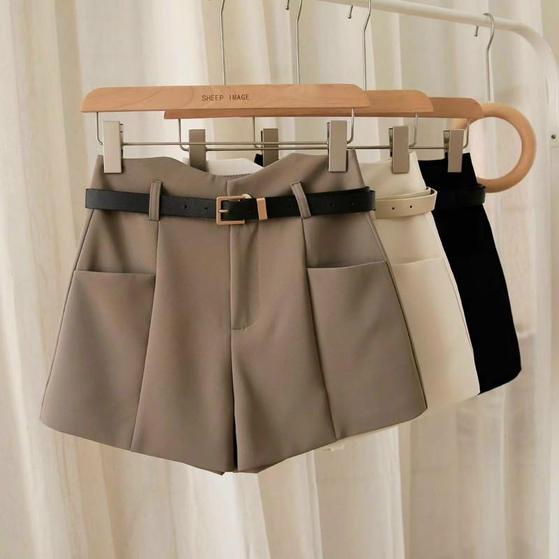 Quần short nữ mã SN70 lưng cao sẻ cạp, quần đùi túi vuông chất tuyết mưa kèm đai lưng