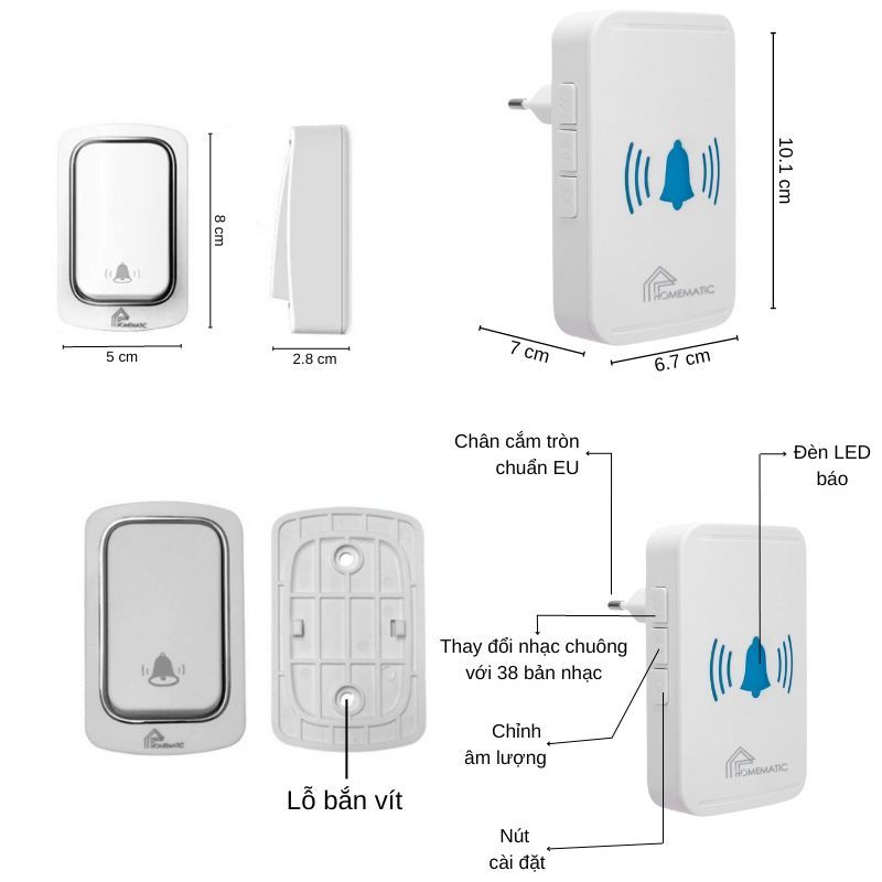 Chuông Cửa Thông Minh Wifi Không Dùng Pin Homematic ML001