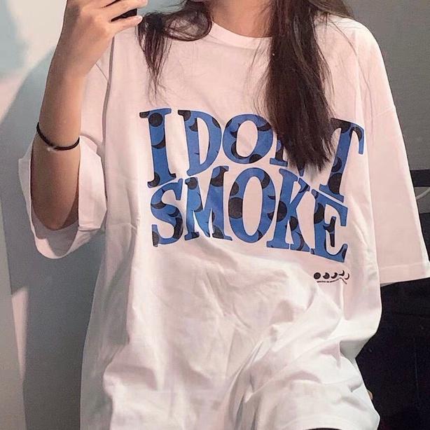 Áo thun tay lỡ form rộng - phông nam nữ cotton oversize - T shirt I dont moke - 2N Unisex