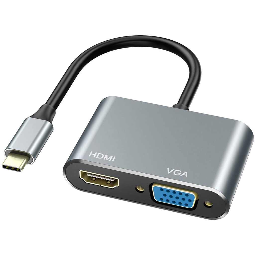 Cáp chuyển đổi hub Type C 4K Vinetteam 4 in 1 Type C ra HDMI VGA USB 3.0 và cổng sạc chuyên dụng cho điện thoại, laptop hỗ trợ chế độ Dex - hàng chính hãng