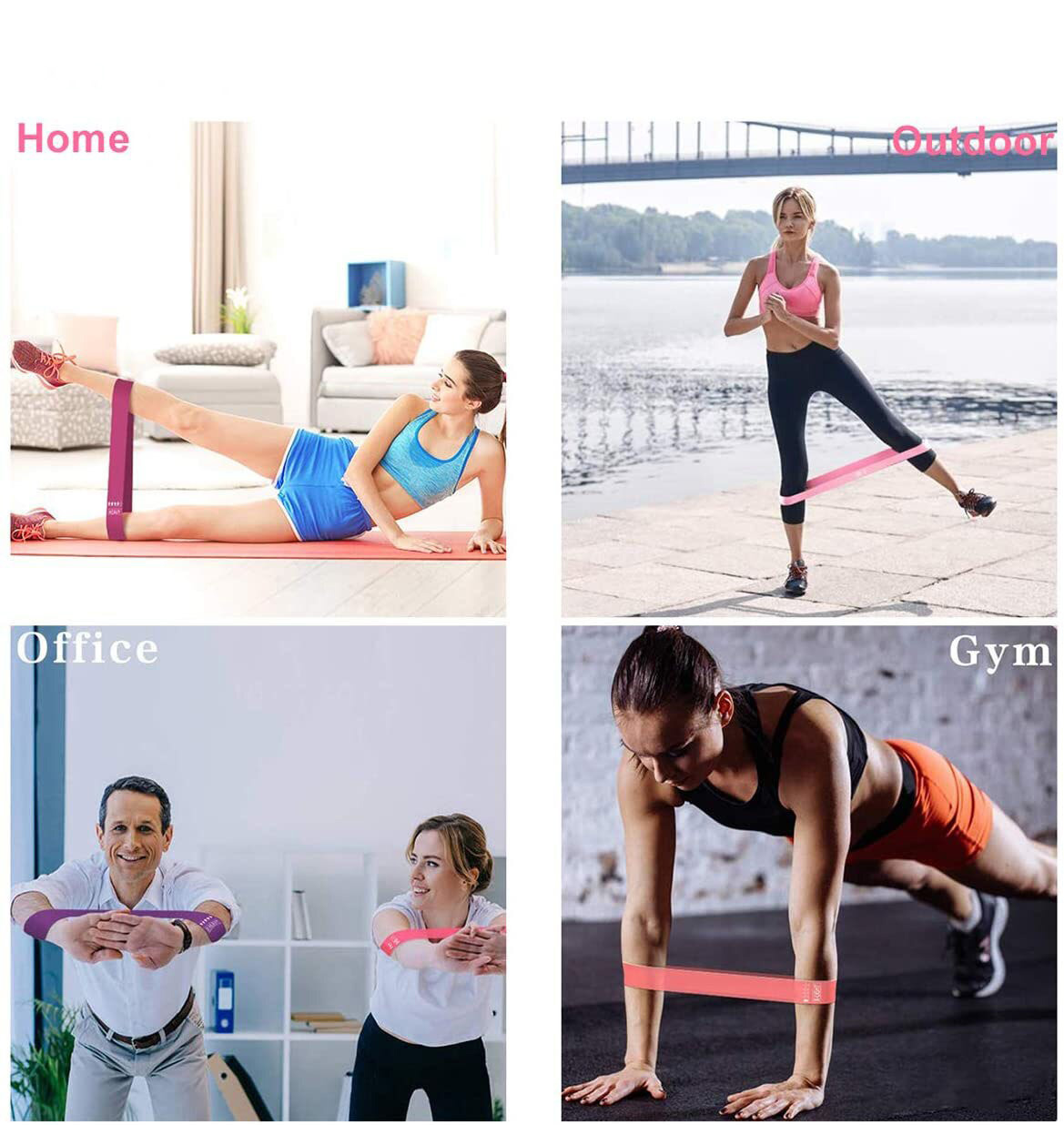 Combo Dây Miniband Màu Hồng, Dây Cao Su Đàn Hồi Kháng Lực Tập Chân Mông Mini Band Màu Hồng