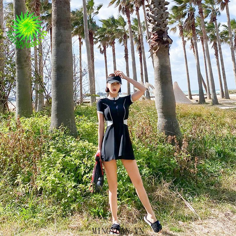 Bộ Đồ Bơi Liền Thân Trơn Màu Xinh Xắn Dành Cho Nữ