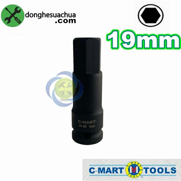 Tuýp lục giác đen 19mm C-mart F0049-H19 loại 1/2 dài 78mm