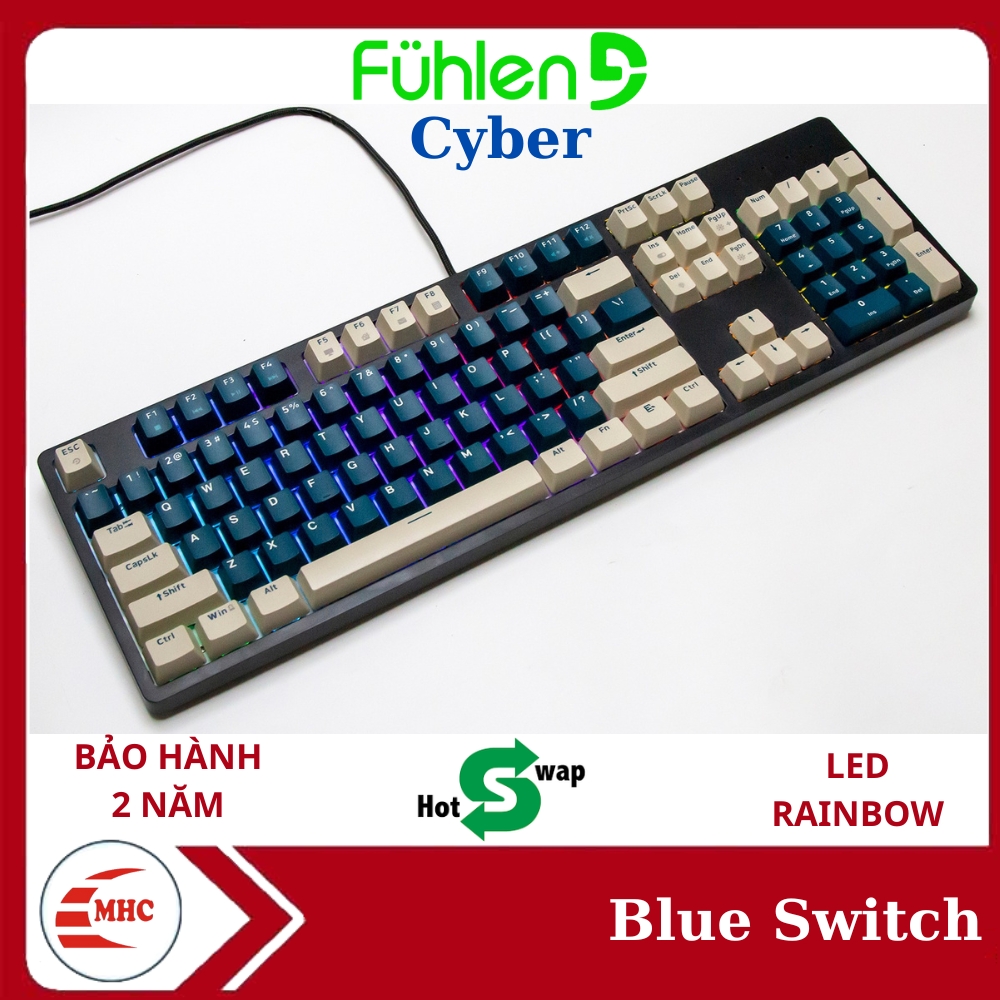 Bàn phím quang cơ Gaming Fuhlen CYBER Led Rainbow 16 chế độ, bảo hành 24 tháng- Hàng chính hãng