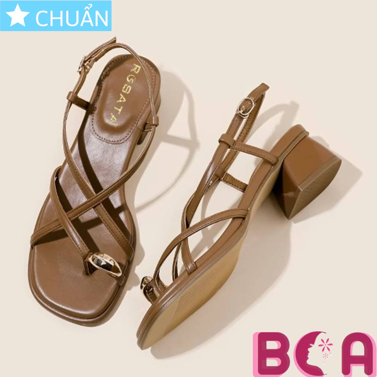 Giày sandal nữ đế thấp 3p RO569 ROSATA tại BCASHOP kết hợp kiểu xỏ ngón có điểm nhấn tại ngón cái độc đáo và thời trang