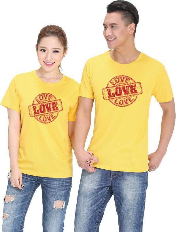 Bộ Áo Thun Đôi Nam Nữ Màu Vàng A278