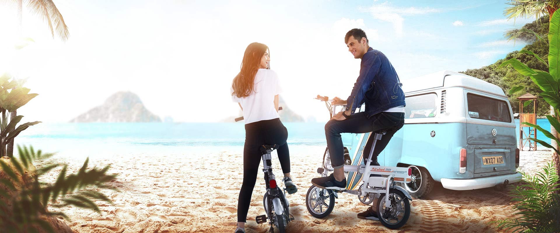 Xe đạp điện gấp gọn Homesheel Airwheel R6 - Màu trắng