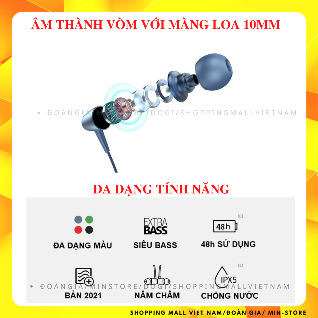 Tai nghe bluetooth không dây treo cổ DOGITEK F90 pin dung lượng cao , âm thanh nổi kèm từ tính,  siêu bass, kiểu dáng thể thao