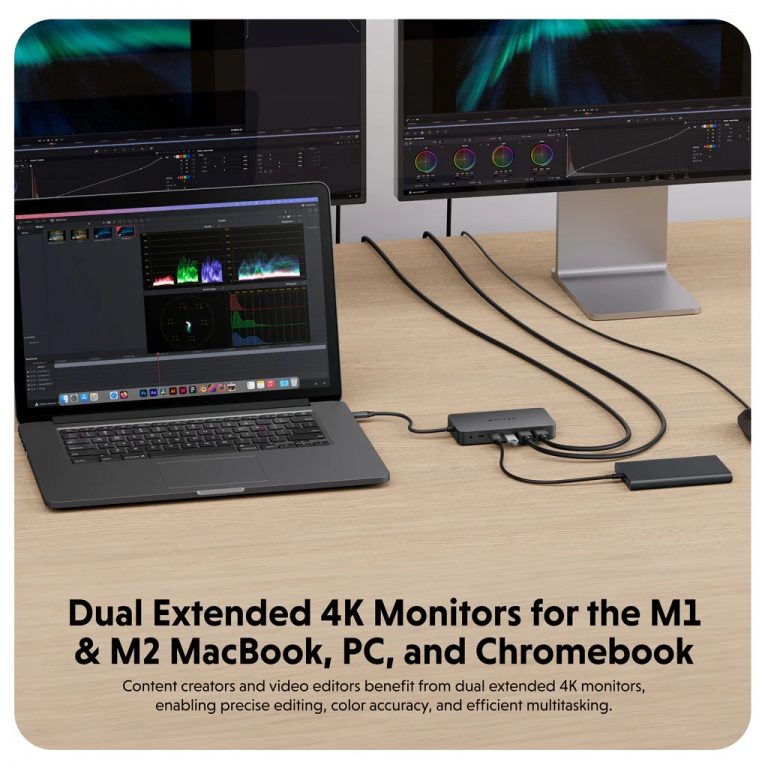 HUB chuyển đổi HyperDrive Next Dual 4K HDMI 7 In 1 Port USB-C cho Macbook M3/M2/M1 - Hỗ trợ xuất 2 màn hình, HD7002GL - Hàng Chính Hãng