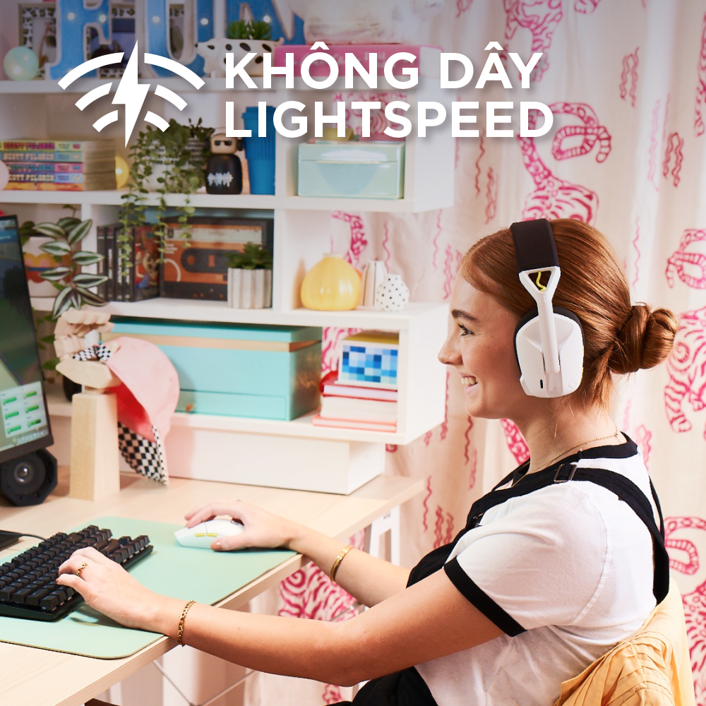 Bộ Chuột - Tai nghe (M&amp;HS) Logitech Lightspeed Wireless Combo Gaming Đen-Trắng - Hàng Chính Hãng