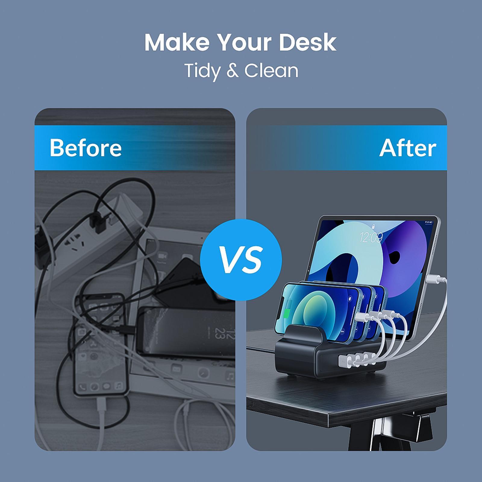 4-Port USB Charging Station Docking Stand Charger for Phones