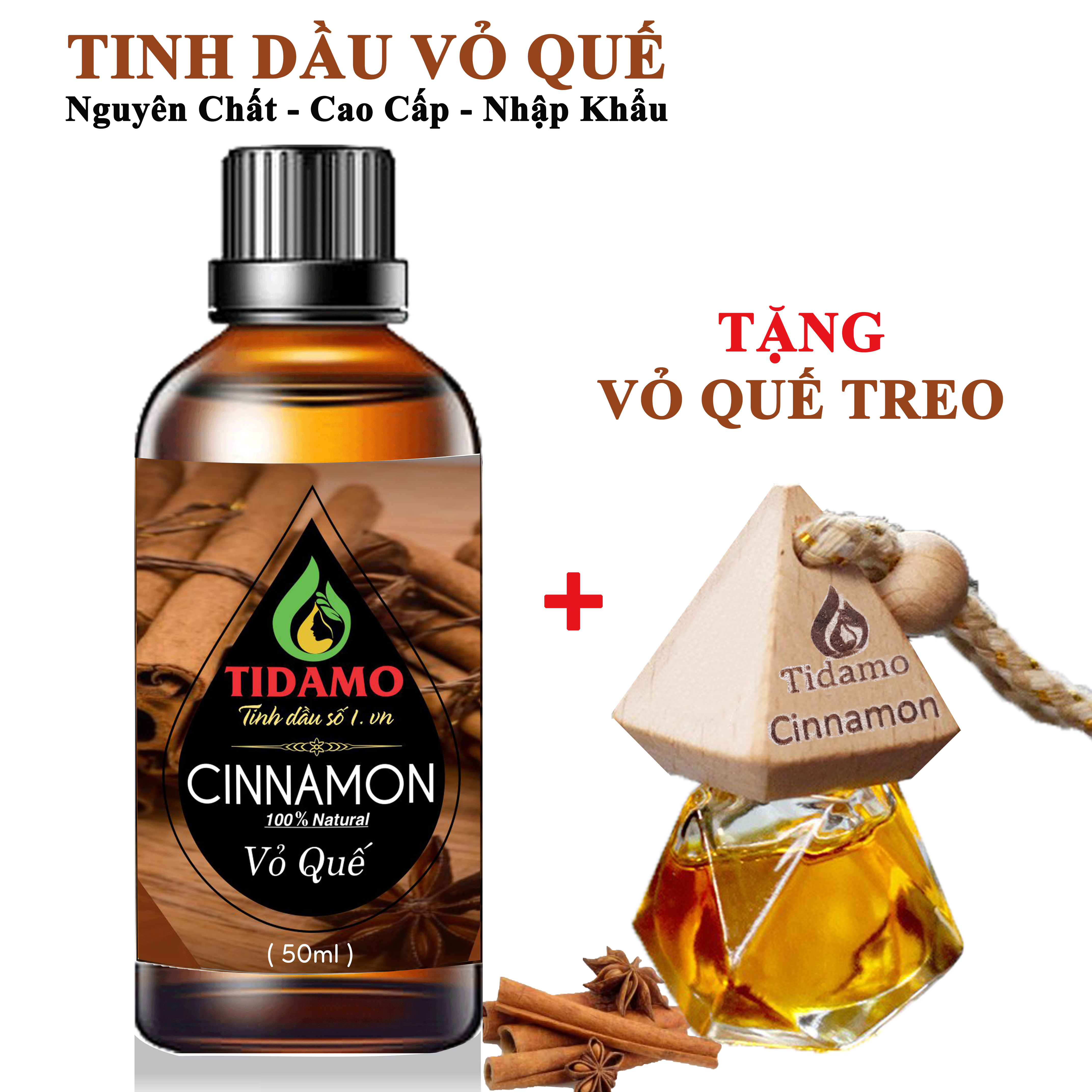 Tinh Dầu Quế 50ML + Tinh Dầu Quế Treo Xe ô Tô Treo Phòng Gia Đình (Cinnamon) - Tinh Dầu Vỏ Quế Nguyên Chất Xông Phòng Giúp Bảo Vệ Sức Khỏe, Kháng Khuẩn Và Thư Giãn Tinh Thần