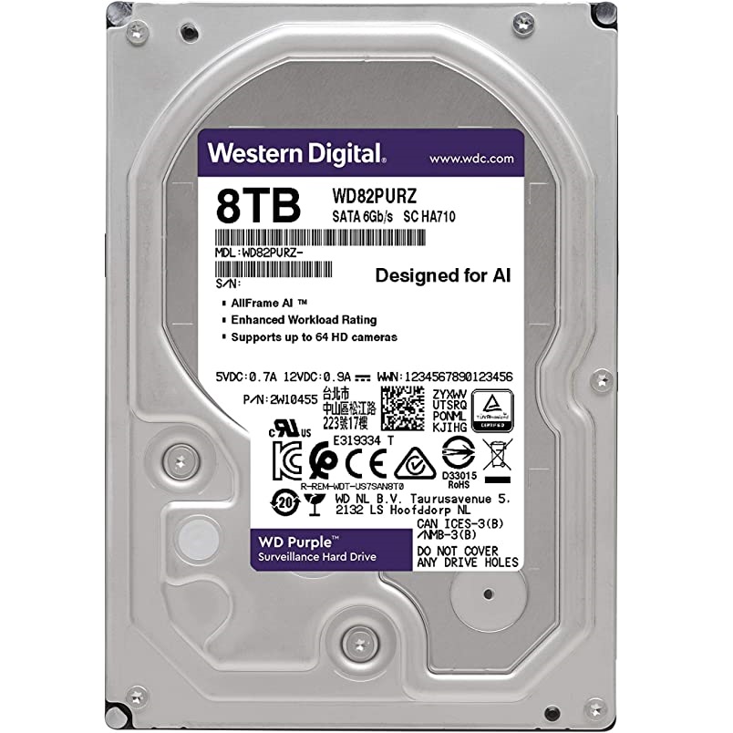 Ổ Cứng HDD Western Digital 8TB 3.5&quot; Sata 3 WD82PURZ - Hàng Chính Hãng