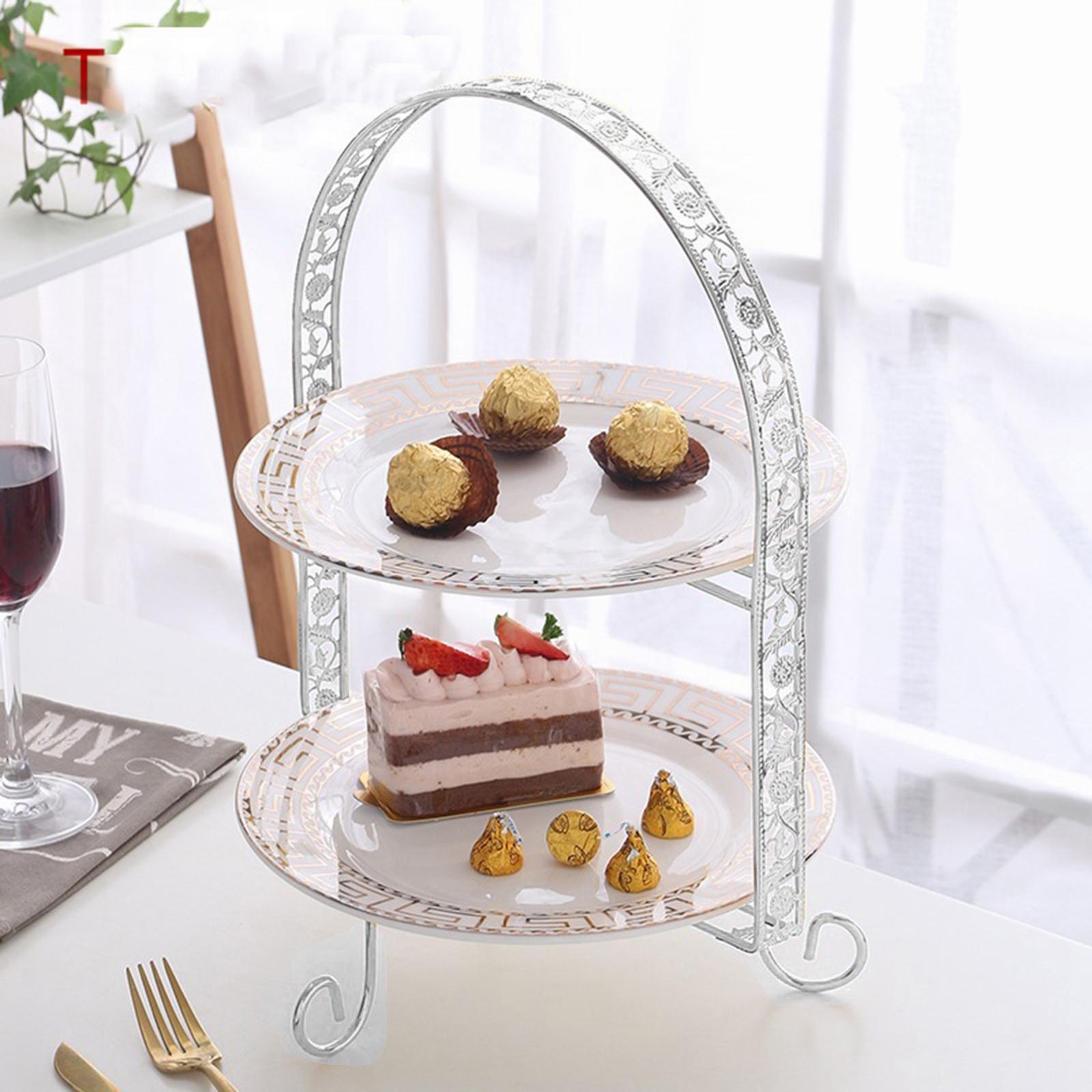 Iron 2-Tire Cupcake Platter Display Stand Serving Plate Rack