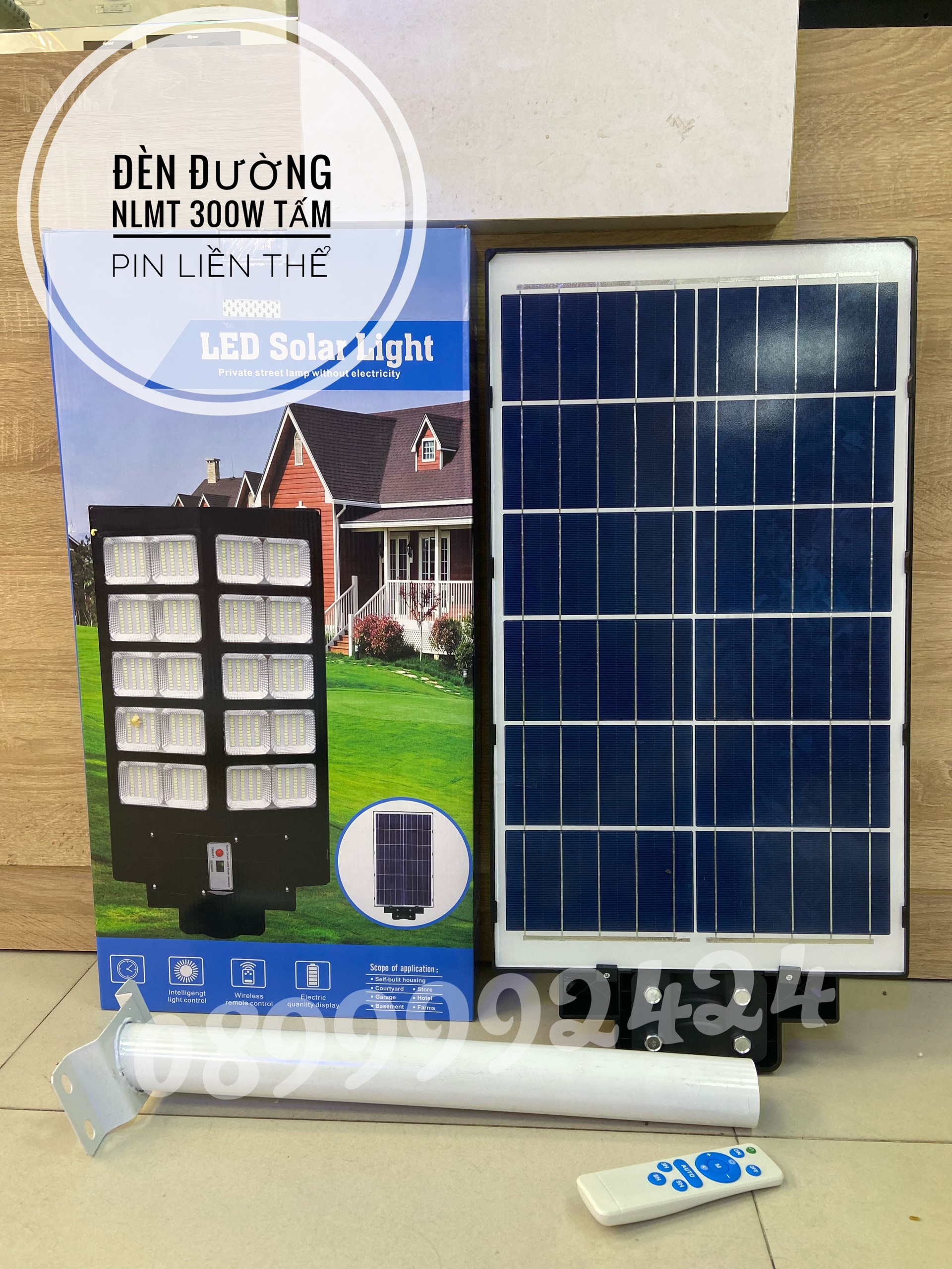 ĐÈN PHA LED ĐÈN ĐƯỜNG NĂNG LƯỢNG MẶT TRỜI LOẠI 1 NLMT SIÊU SÁNG 300W TẤM PIN SOLAR LIỀN THỂ